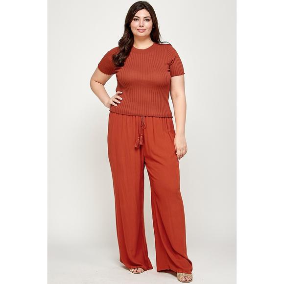 Rachell`s Boutique Pants - Solid Full Length Wide Leg Palazzo Pants